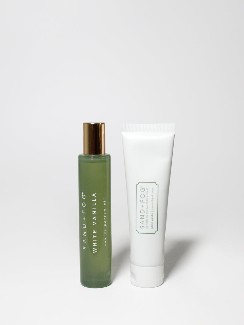 Hand Cream and Perfume Oil Rollerball Set - White Vanilla